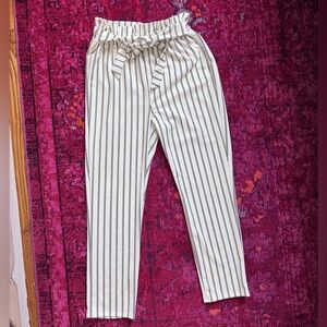 Striped Paperbag Waist Pants